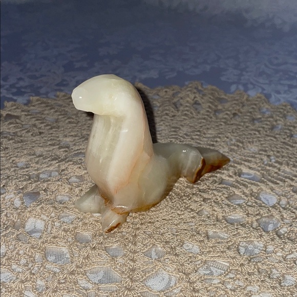 Other - Vintage 1970 hand carved stone Onyx seal figurine.